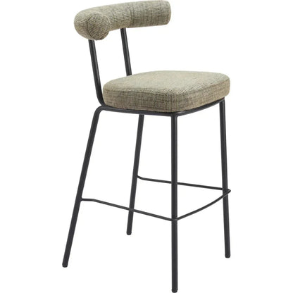 Kede Steel Green Tweed Barstool - LOOMLAN - Zuo Modern - Bar Stools