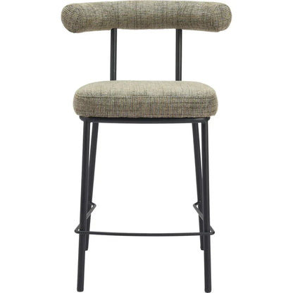 Kede Steel Green Tweed Counter Stool - LOOMLAN - Zuo Modern - Counter Stools
