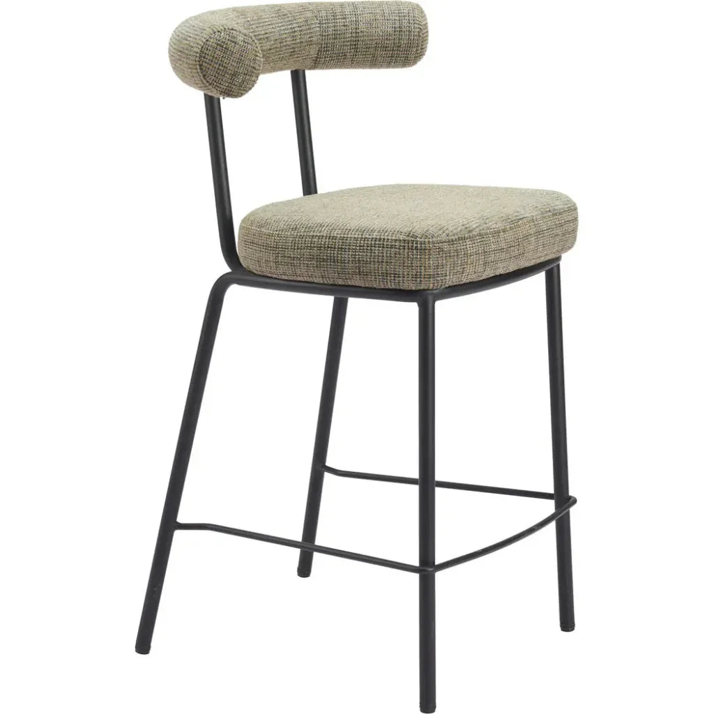 Kede Steel Green Tweed Counter Stool - LOOMLAN - Zuo Modern - Counter Stools