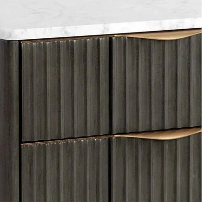 Keldon Nightstand White Marble Grey Wood Base - LOOMLAN - SUNPAN - Nightstands