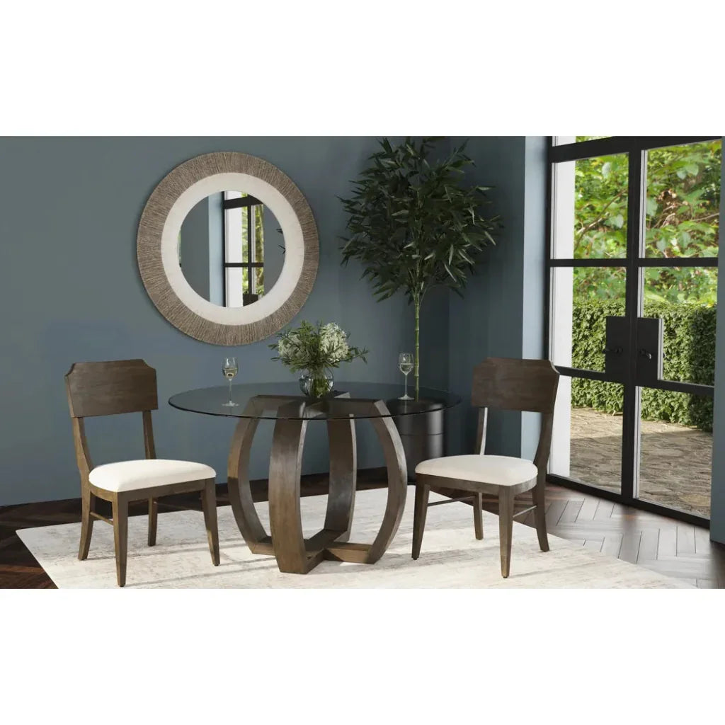 Kellan Rubber Wood & Glass Black Round Dining Table-Dining Tables-Bassett Mirror-LOOMLAN