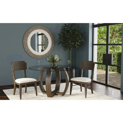 Kellan Rubber Wood & Glass Black Round Dining Table-Dining Tables-Bassett Mirror-LOOMLAN