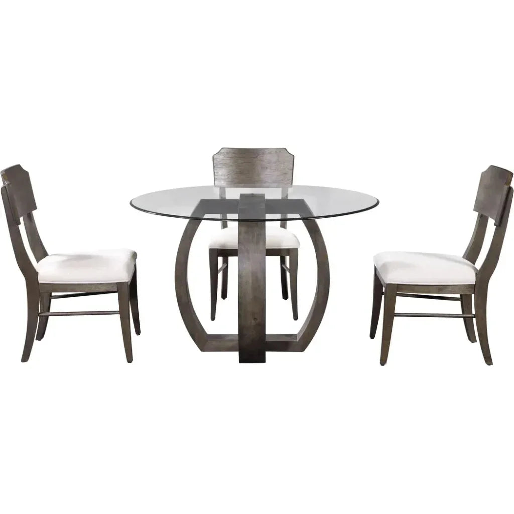 Kellan Rubber Wood & Glass Black Round Dining Table-Dining Tables-Bassett Mirror-LOOMLAN