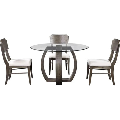 Kellan Rubber Wood & Glass Black Round Dining Table-Dining Tables-Bassett Mirror-LOOMLAN