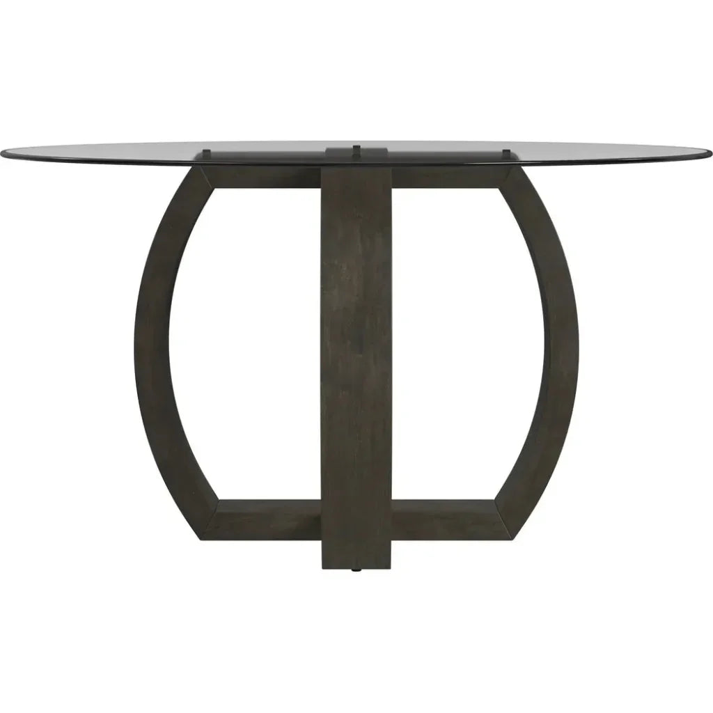 Kellan Rubber Wood & Glass Black Round Dining Table-Dining Tables-Bassett Mirror-LOOMLAN