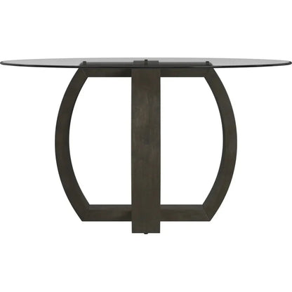 Kellan Rubber Wood & Glass Black Round Dining Table-Dining Tables-Bassett Mirror-LOOMLAN