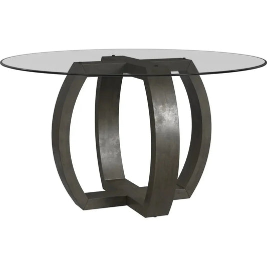 Kellan Rubber Wood & Glass Black Round Dining Table-Dining Tables-Bassett Mirror-LOOMLAN