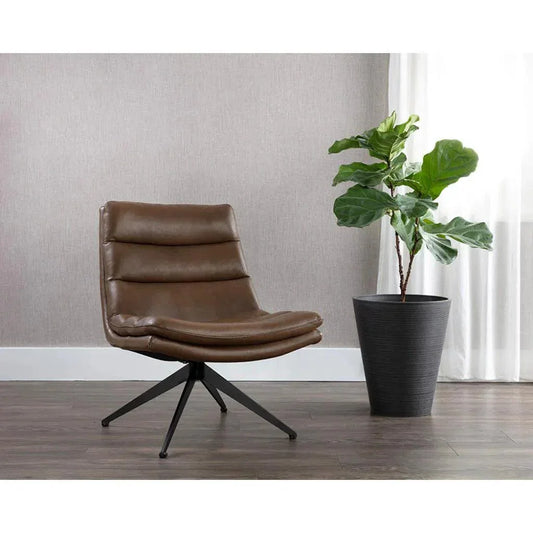 Keller Leather Swivel Lounge Chair - LOOMLAN - SUNPAN - Accent Chairs