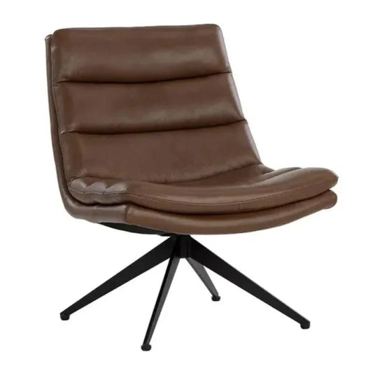 Keller Leather Swivel Lounge Chair - LOOMLAN - SUNPAN - Accent Chairs