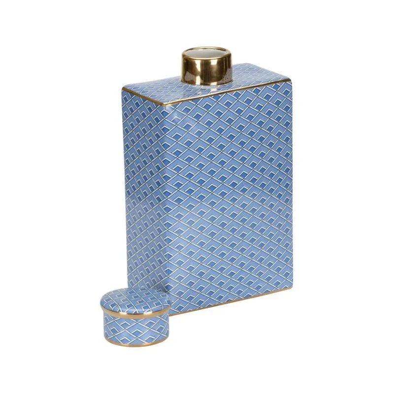 Kelly Geometric Patterned Blue Jar - LOOMLAN - Wildwood - Vases & Jars