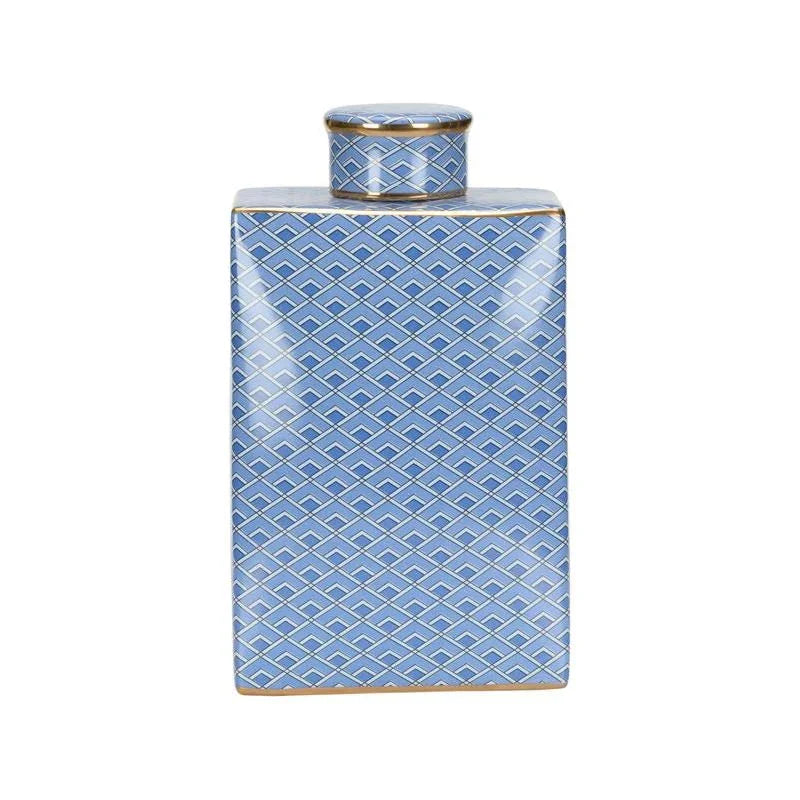 Kelly Geometric Patterned Blue Jar - LOOMLAN - Wildwood - Vases & Jars