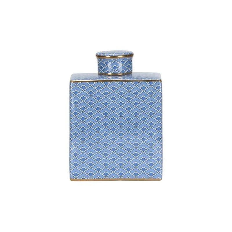 Kelly Geometric Patterned Blue Jar - LOOMLAN - Wildwood - Vases & Jars