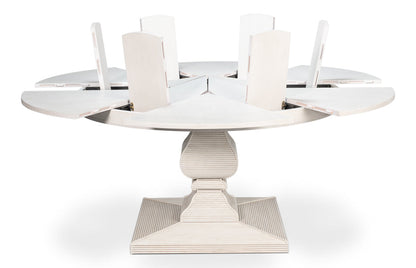 Kelso Equestrian Extendable Round Dining Table-Dining Tables-Sarreid-LOOMLAN