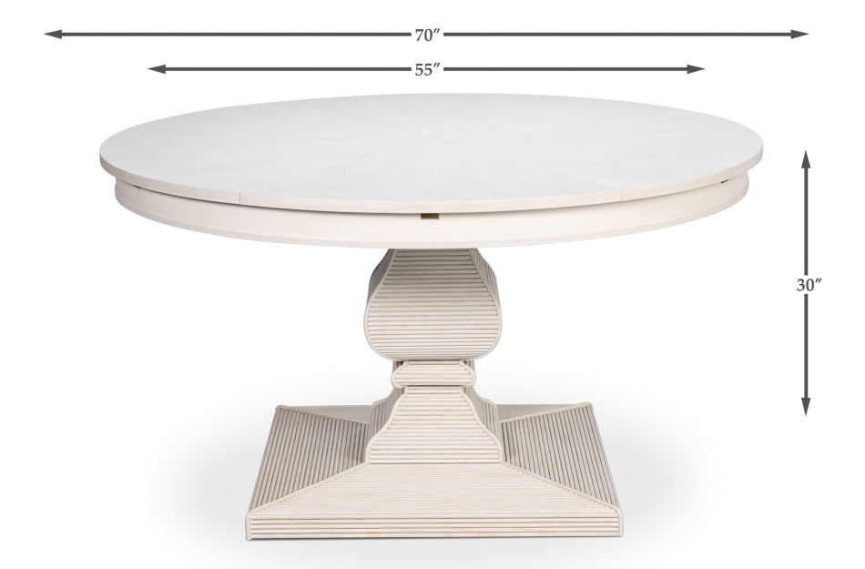 Kelso Equestrian Extendable Round Dining Table-Dining Tables-Sarreid-LOOMLAN