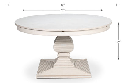Kelso Equestrian Extendable Round Dining Table-Dining Tables-Sarreid-LOOMLAN