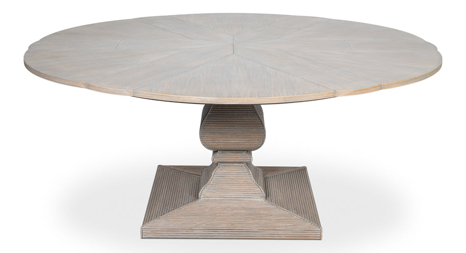 Kelso Equestrian Extendable Round Dining Table-Dining Tables-Sarreid-LOOMLAN