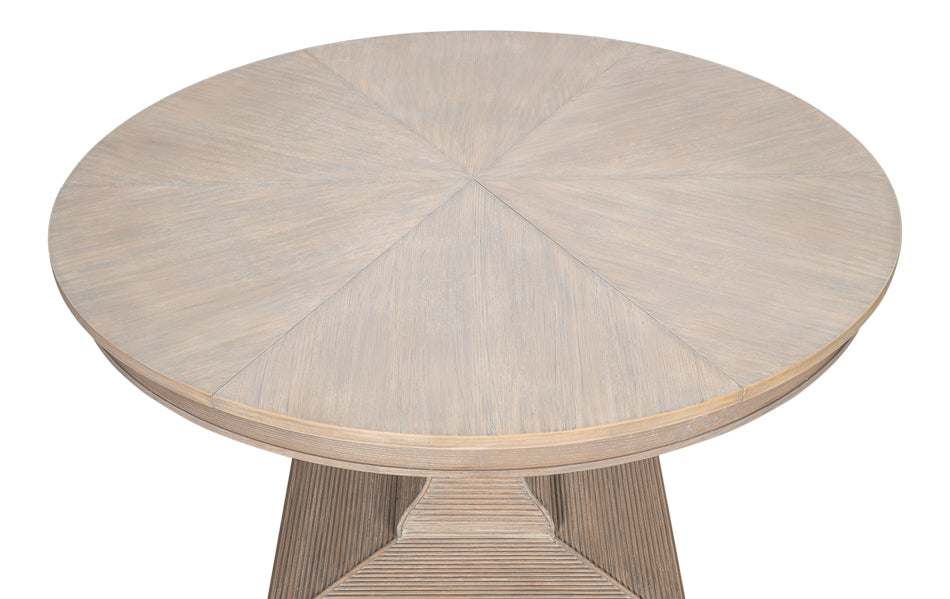 Kelso Equestrian Extendable Round Dining Table-Dining Tables-Sarreid-LOOMLAN