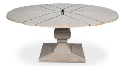 Kelso Equestrian Extendable Round Dining Table-Dining Tables-Sarreid-LOOMLAN