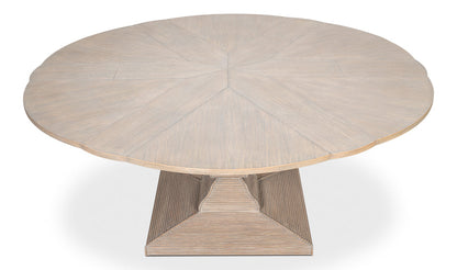 Kelso Equestrian Extendable Round Dining Table-Dining Tables-Sarreid-LOOMLAN