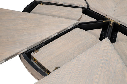 Kelso Equestrian Extendable Round Dining Table-Dining Tables-Sarreid-LOOMLAN