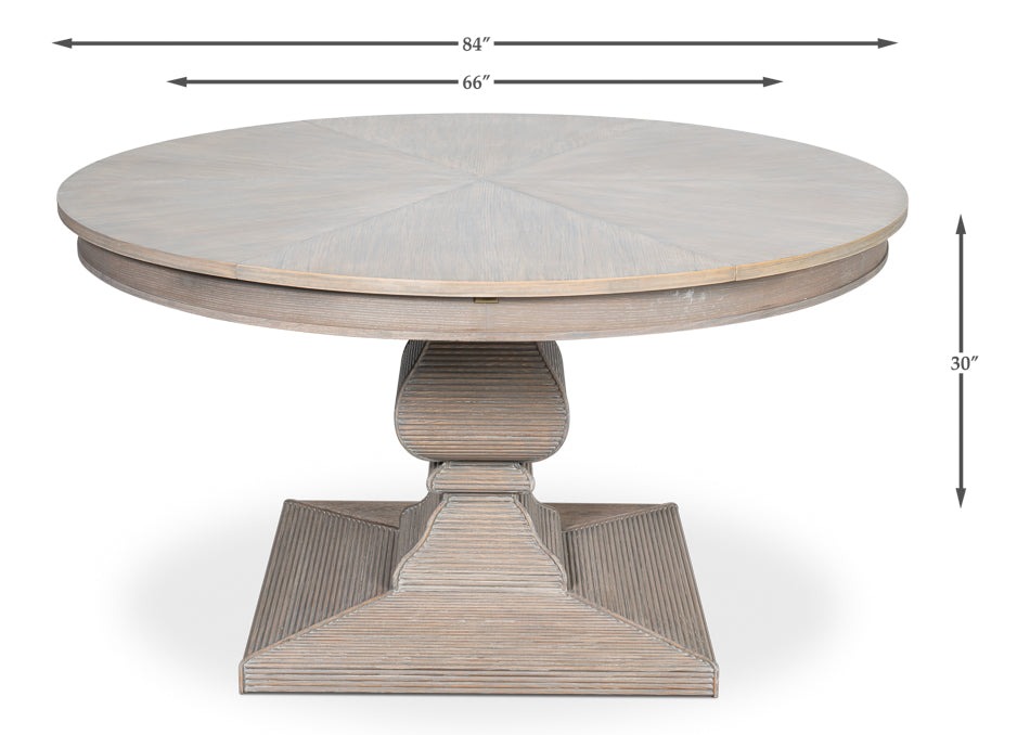 Kelso Equestrian Extendable Round Dining Table-Dining Tables-Sarreid-LOOMLAN