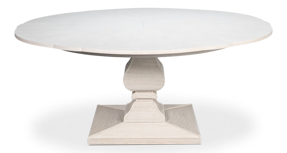 Kelso Equestrian Extendable Round Dining Table-Dining Tables-Sarreid-LOOMLAN
