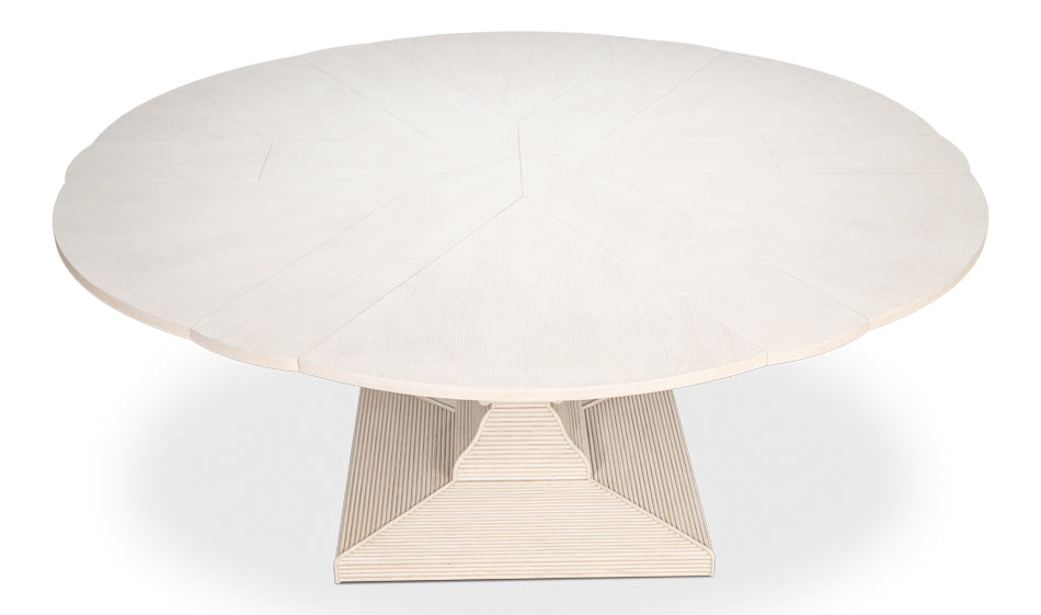 Kelso Equestrian Extendable Round Dining Table-Dining Tables-Sarreid-LOOMLAN