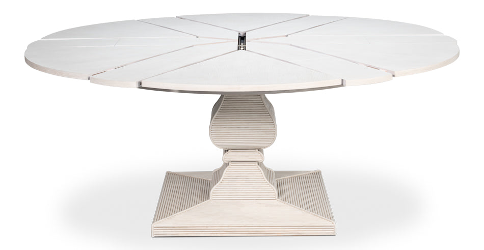 Kelso Equestrian Extendable Round Dining Table-Dining Tables-Sarreid-LOOMLAN