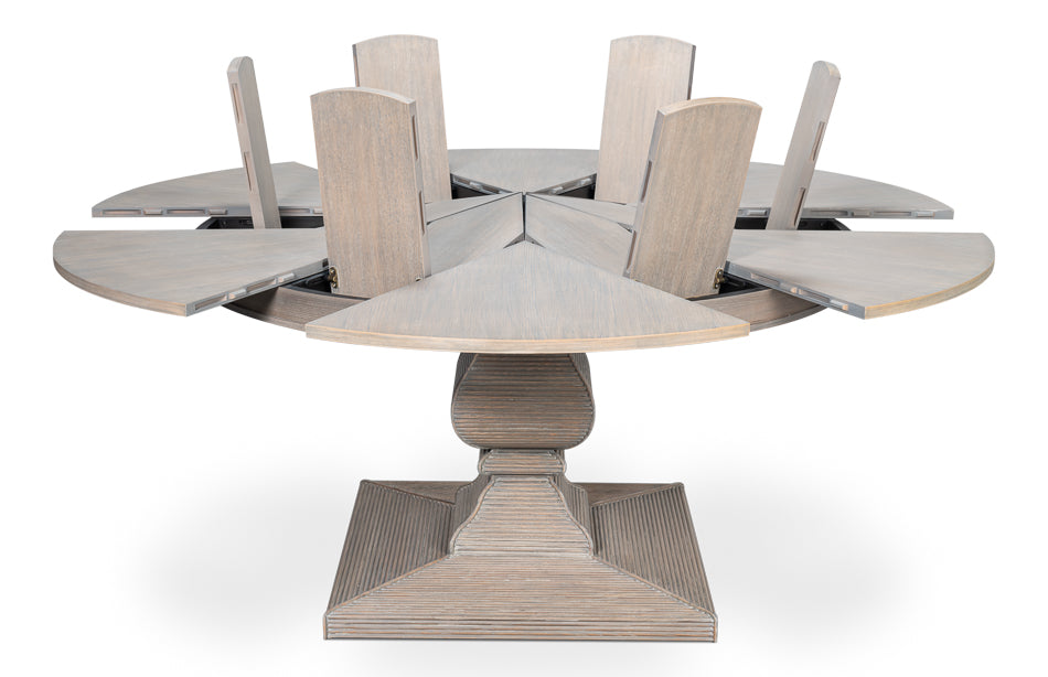 Kelso Equestrian Extendable Round Dining Table-Dining Tables-Sarreid-LOOMLAN