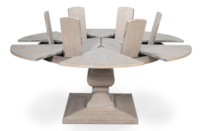Kelso Equestrian Extendable Round Dining Table-Dining Tables-Sarreid-LOOMLAN