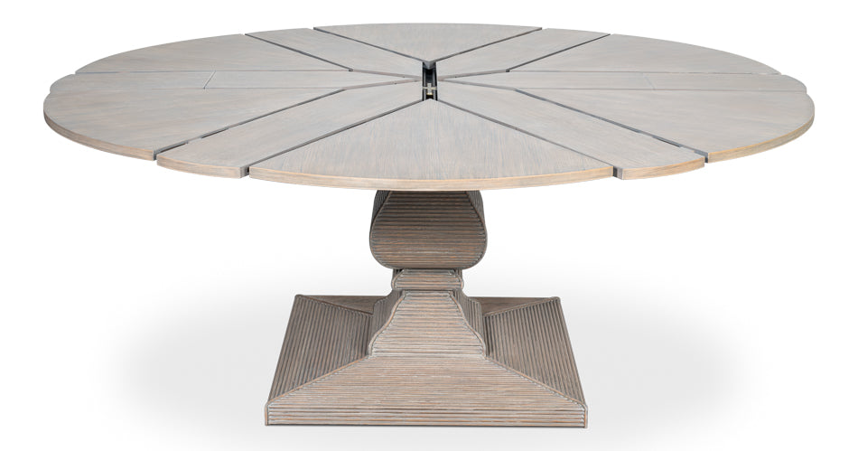 Kelso Equestrian Extendable Round Dining Table-Dining Tables-Sarreid-LOOMLAN