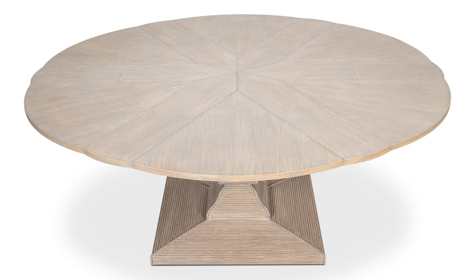 Kelso Equestrian Extendable Round Dining Table-Dining Tables-Sarreid-LOOMLAN