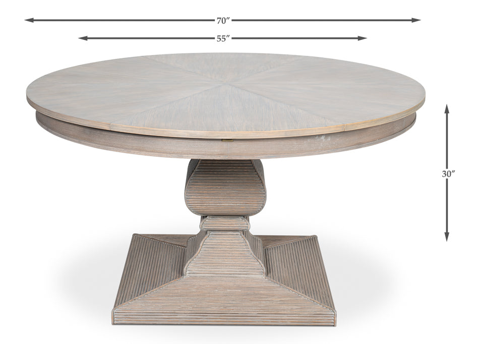 Kelso Equestrian Extendable Round Dining Table-Dining Tables-Sarreid-LOOMLAN