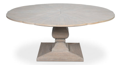Kelso Equestrian Extendable Round Dining Table-Dining Tables-Sarreid-LOOMLAN