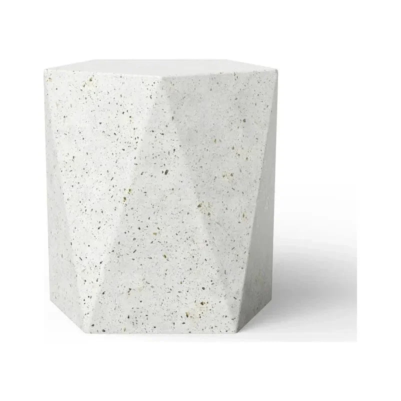 Kelson Pentagonal Surfaced Concrete Outdoor Stool-Garden Stools-Urbia-Ivory Terrazzo-LOOMLAN