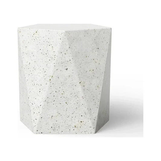 Kelson Pentagonal Surfaced Concrete Outdoor Stool-Garden Stools-Urbia-Ivory Terrazzo-LOOMLAN