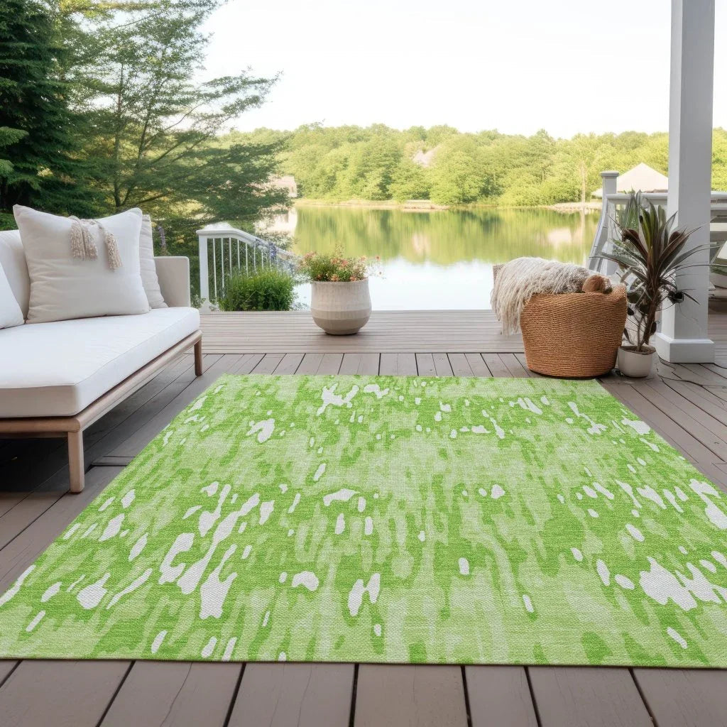 Ken Lime Washable Indoor-Outdoor Rug-Outdoor Rugs-LOOMLAN Rugs-LOOMLAN