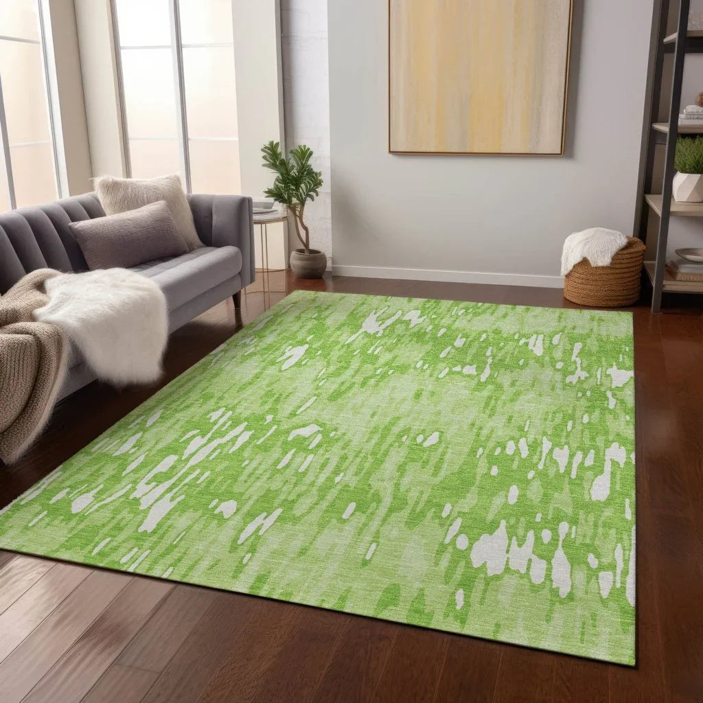 Ken Lime Washable Indoor-Outdoor Rug-Outdoor Rugs-LOOMLAN Rugs-LOOMLAN