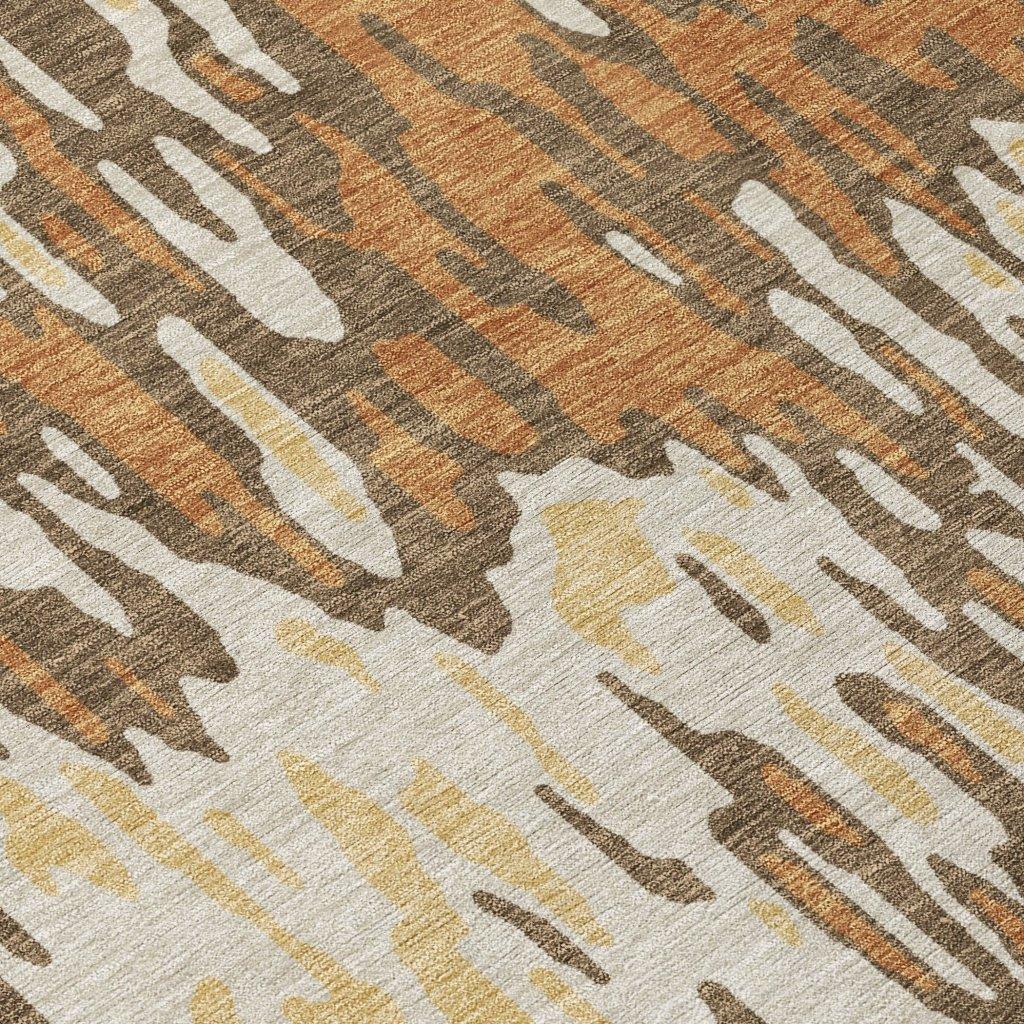 Ken Orange Washable Indoor-Outdoor Rug-Outdoor Rugs-LOOMLAN Rugs-LOOMLAN