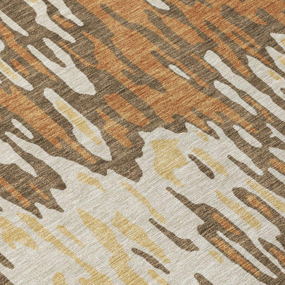 Ken Orange Washable Indoor-Outdoor Rug-Outdoor Rugs-LOOMLAN Rugs-LOOMLAN