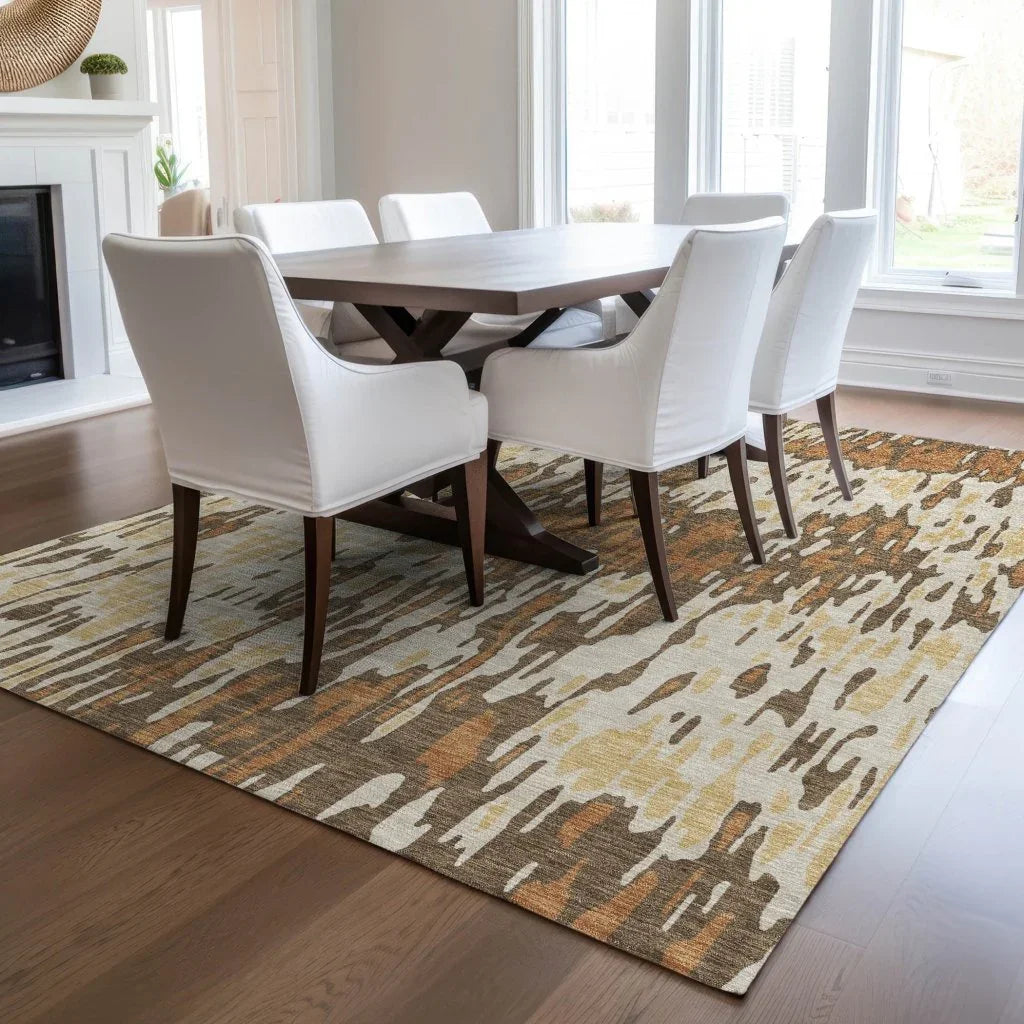 Ken Orange Washable Indoor-Outdoor Rug-Outdoor Rugs-LOOMLAN Rugs-LOOMLAN