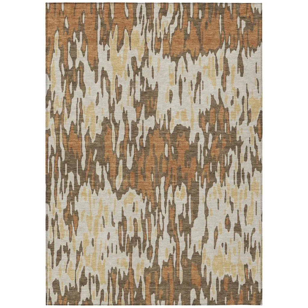 Ken Orange Washable Indoor-Outdoor Rug-Outdoor Rugs-LOOMLAN Rugs-2'6" x 3'10"-LOOMLAN