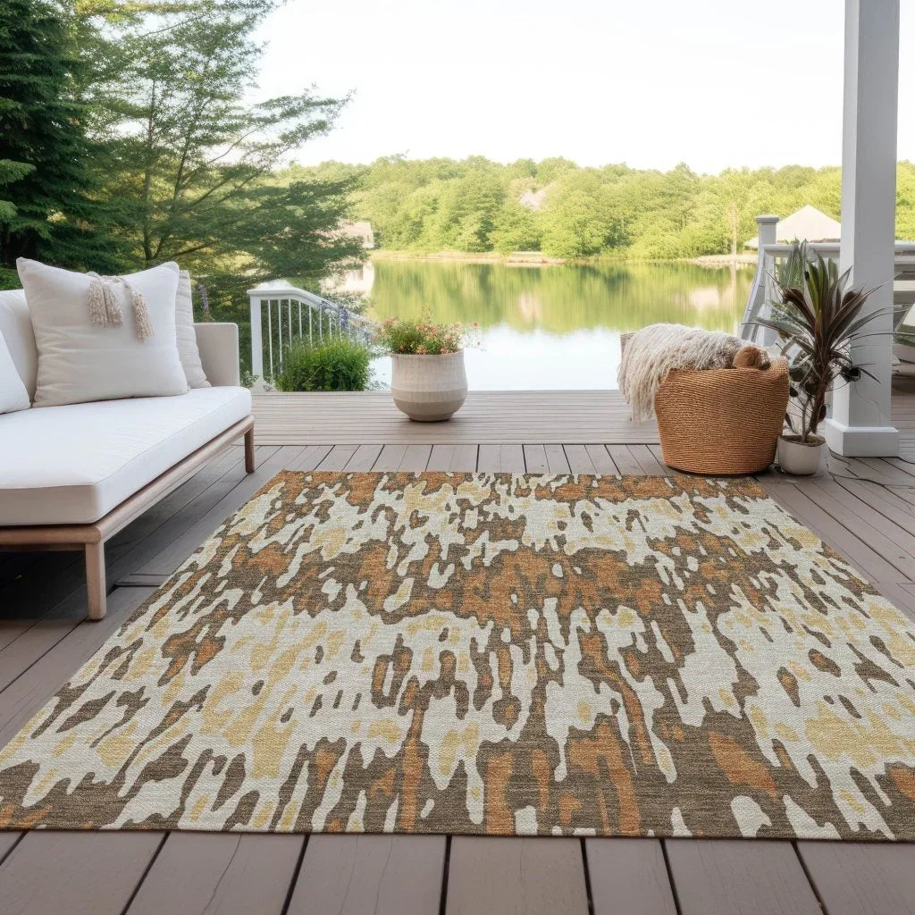 Ken Orange Washable Indoor-Outdoor Rug-Outdoor Rugs-LOOMLAN Rugs-LOOMLAN