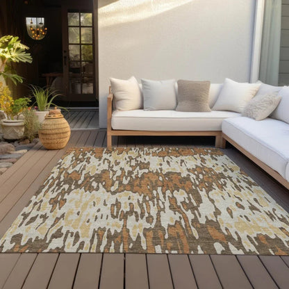 Ken Orange Washable Indoor-Outdoor Rug-Outdoor Rugs-LOOMLAN Rugs-LOOMLAN
