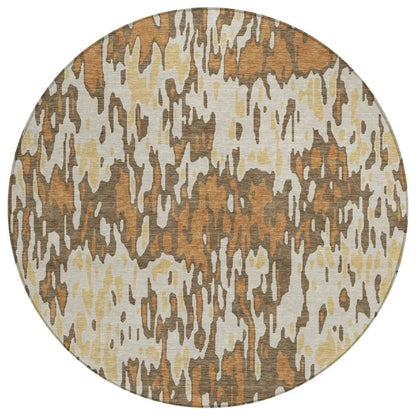 Ken Orange Washable Indoor-Outdoor Rug-Outdoor Rugs-LOOMLAN Rugs-8' x 8'-LOOMLAN