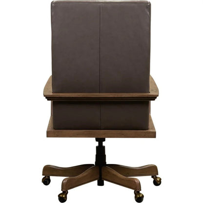 Kenan Leather Executive Swivel Chair-Office Chairs-Olivia + Quinn-LOOMLAN