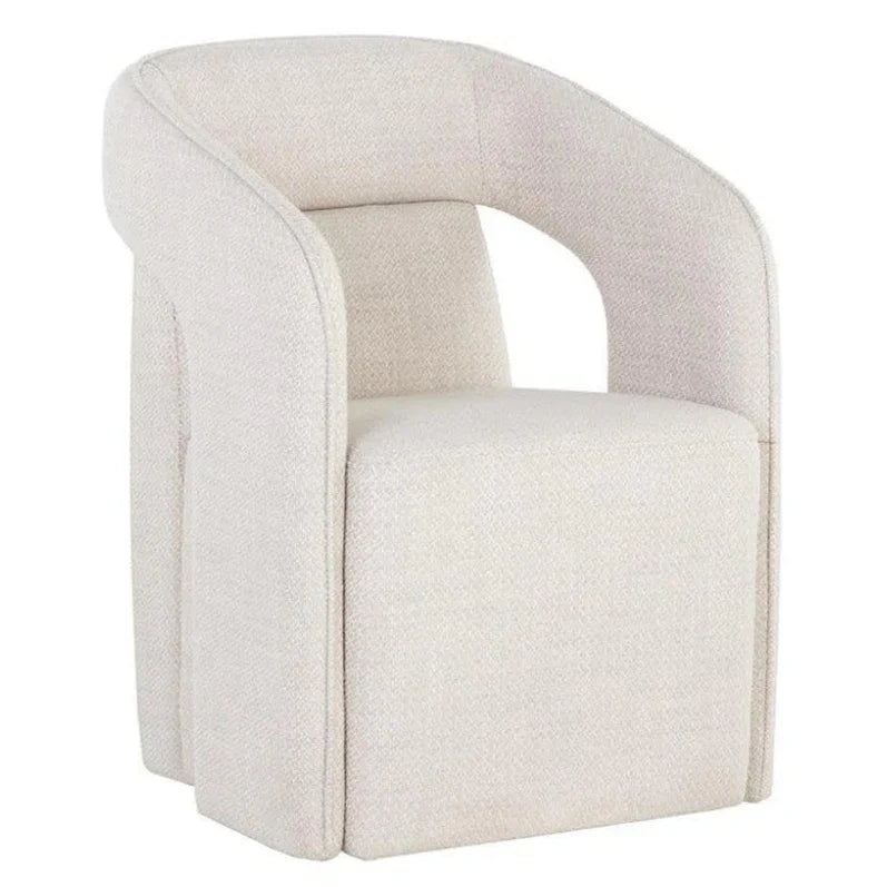 Kendrick Fabric Wheeled Dining Armchair - LOOMLAN - SUNPAN - Dining Chairs