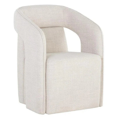 Kendrick Fabric Wheeled Dining Armchair - LOOMLAN - SUNPAN - Dining Chairs