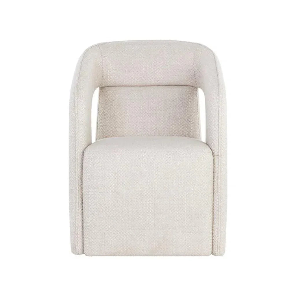 Kendrick Fabric Wheeled Dining Armchair - LOOMLAN - SUNPAN - Dining Chairs