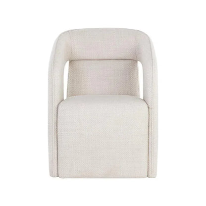 Kendrick Fabric Wheeled Dining Armchair - LOOMLAN - SUNPAN - Dining Chairs